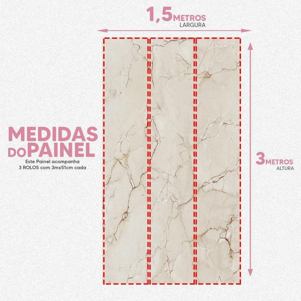 Papel De Parede Painel 3D Mármore Porcelanato Bege 1,5M