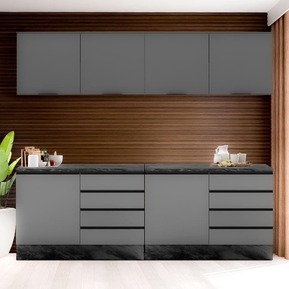 Cozinha Compacta Com 4 Módulos Grafite Etna Poliman - Cinza