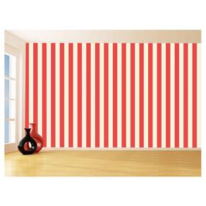 Papel De Parede 3D Sala Listras Vermelho Bege 3,5M Lst46