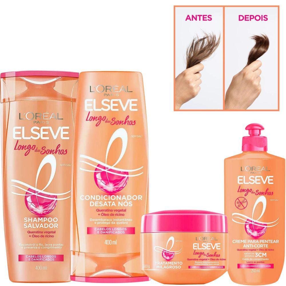 Linha Completa Longo Dos Sonhos Elseve Loréal Paris 4 Itens
