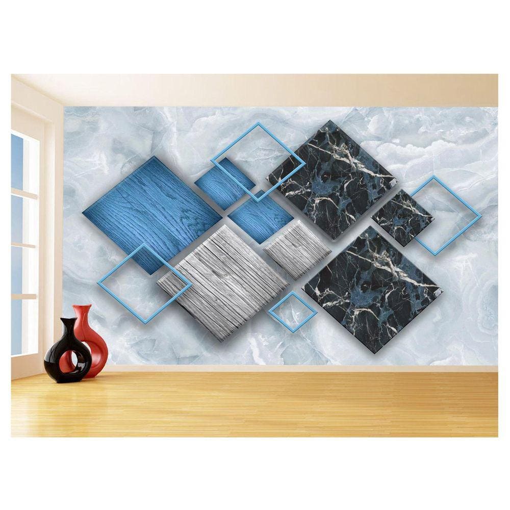 Papel De Parede 3D Estilo Marmore Cores Formas 3,5M Mbr37