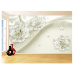 Papel De Parede 3D Floral Textura Sala Flores 3,5M Xfl301
