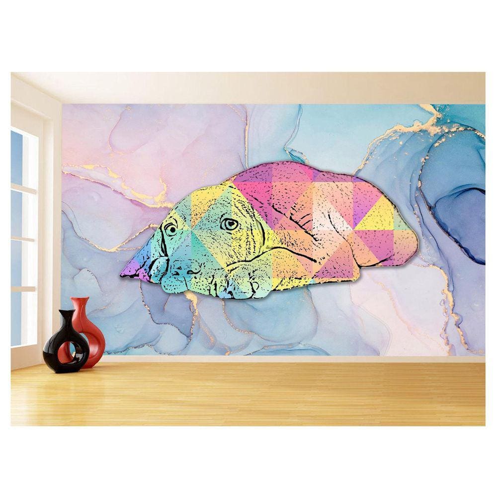 Papel De Parede 3D Animais Pop Art Cachorro Pet 3,5M Pxa216