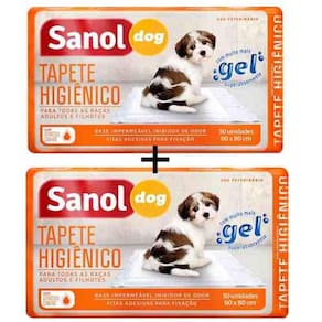 Tapete Higiênico Para Cães (Tapete absorvente descartável para cachorro) Sanol C/ 60 Unidades - 80x60cm