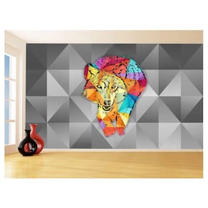 Papel De Parede Animais Pop Art Lobo Colorido 3,5M Pxa627