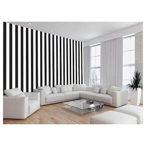 Papel De Parede Listras Preto Branco Verticais 3,5M Lst44