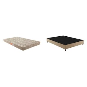 Box Casal Júlia 42x138x188cmcom Colchão Casal Unique D33 Duoface 20x138x188cm Rustico Bege