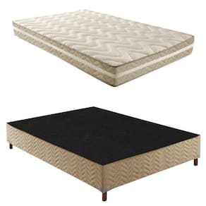 Box Casal Júlia 42x138x188cmcom Colchão Casal Unique D33 Plus Duoface 18x138x188cm Paropas Rustico Bege