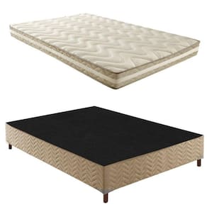 Box Casal Júlia 42x138x188cmcom Colchão Casal Unique D33 Plus Duoface 16x138x188cm Rustico Bege