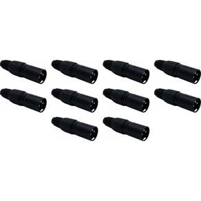 Kit 10 Conector Xlr Canon Macho Preto Sk014 Csr