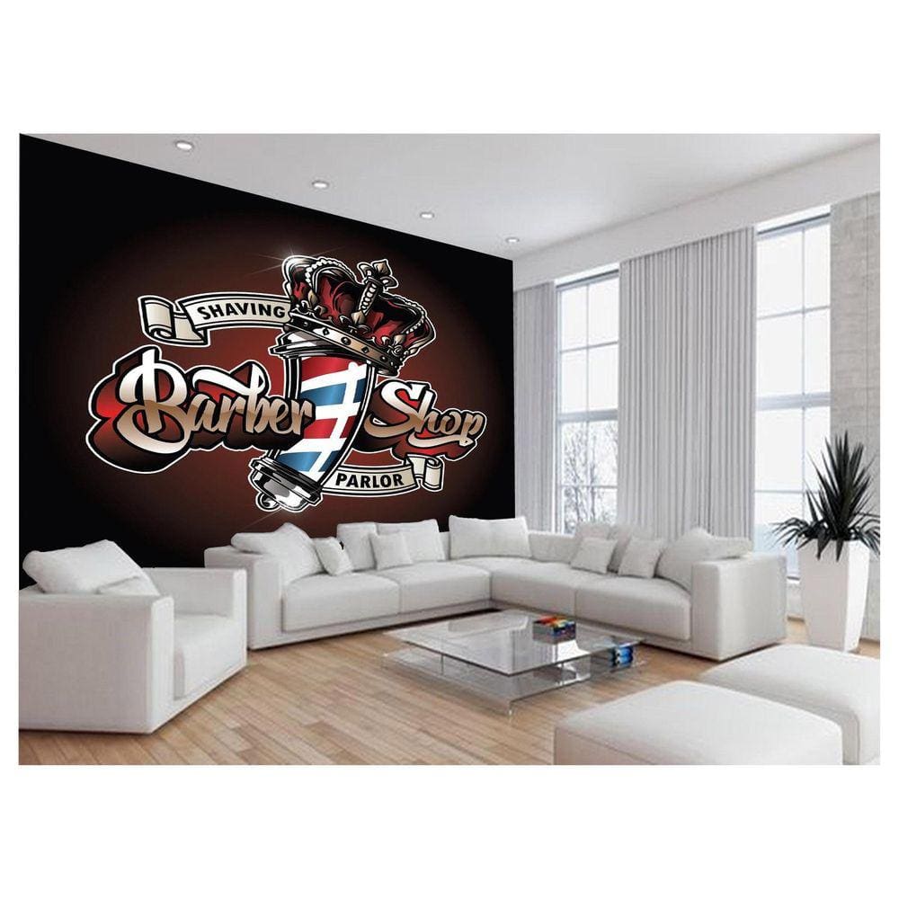 Papel De Parede 3D Barbearia Barber Shop Logo 3,5M Brb30