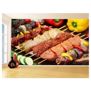 Papel De Parede 3D Alimentos Carne Churrasco 3,5M Al290