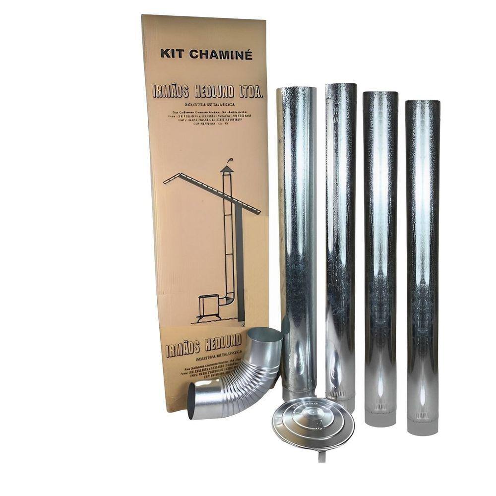 Kit Chaminé Em Aço Galvanizado Com 4 Canos 115mm Para Casa Fogão a Lenha Lareira - N° 2 AMZ