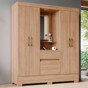 Guarda-Roupa Solteiro 4 Portas 2 Gavetas Jequitibá Brilho Bs07 - Briz