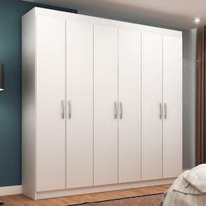 Guarda-Roupa Casal Montreal 6 Portas 2 Gavetas Branco - Evidência Móveis