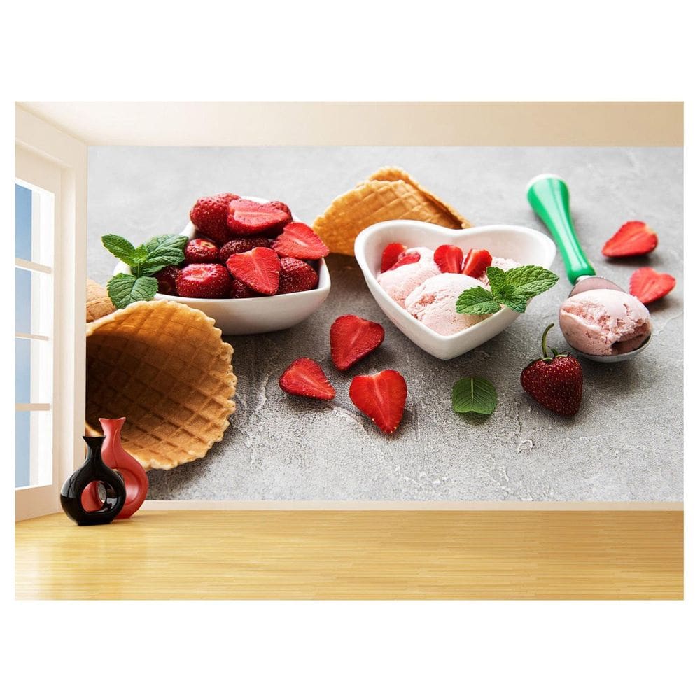 Papel De Parede 3D Alimentos Sorvete Verão Massa 3,5M Al373