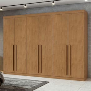 Guarda-Roupa Casal Berth 6 Portas 4 Gavetas Amêndoa Clean - Móveis Lopas