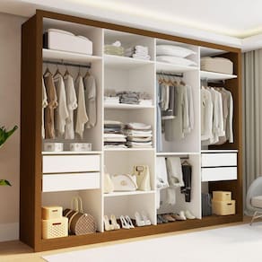 Closet Casal Florença 4 Gavetas Freijó/Branco - Minastex
