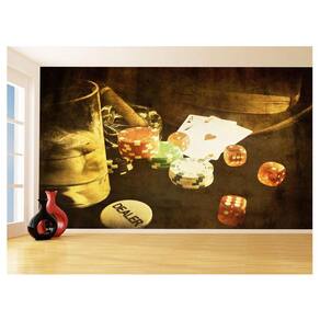 Papel De Parede 3D Salão De Jogos Cartas Poker 3,5M Jcs55
