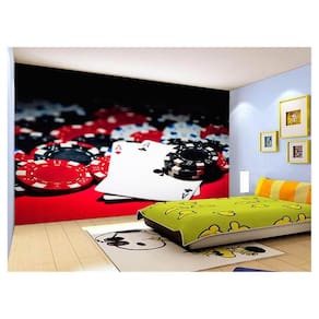 Papel De Parede 3D Salão De Jogos Cartas Poker 3,5M Jcs49