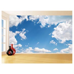 Papel De Parede 3D Paisagem Céu Azul Nuvens 3,5M Nsk113