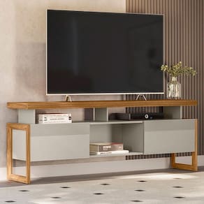Rack para TV Até 70 Polegadas Esmeralda 2 Portas Nature/Off White - Linea Brasil