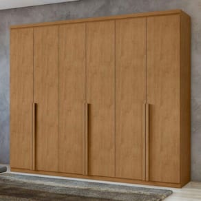 Guarda-Roupa Casal Alonzo 6 Portas 4 Gavetas 100% Mdf Amêndoa Clean 59944.52 - Móveis Lopas