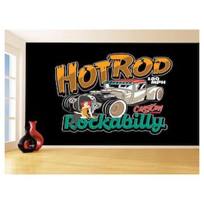 Papel De Parede 3D Carro Antigo Hot Rod Pin Up 3,5M Cxr108