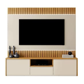 Home Para Tv 58" Aurora Ripado Com Led 1,80m Naturalle Off White