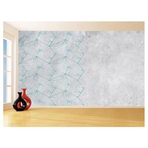 Papel De Parede Concreto Linhas Azul Turquesa 3,5M Kkt295