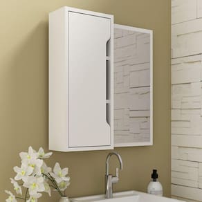 Espelheira para Banheiro com Prateleiras 60x60cm Branco