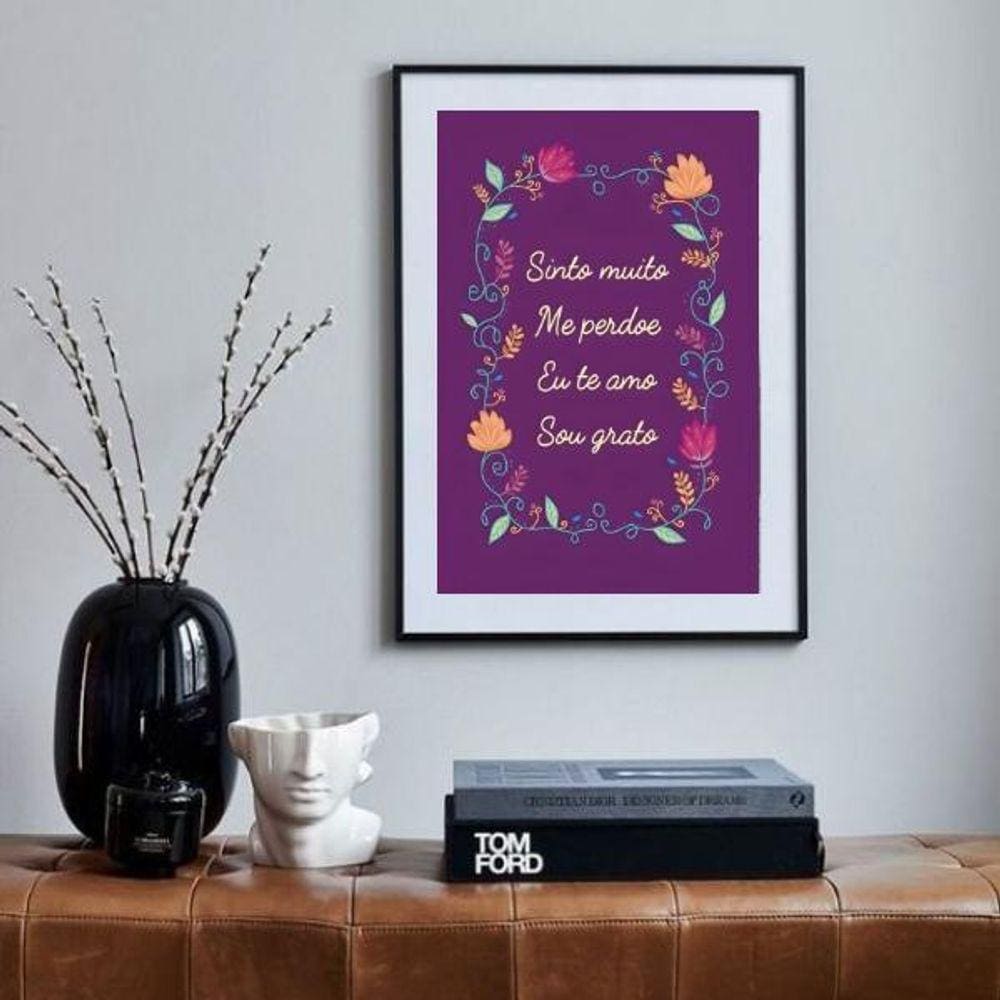 Quadro Hooponopono Mágico Roxo - 60X48Cm