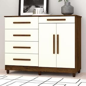 Cômoda Jasper 2 Portas 5 Gavetas Imbuia/Champanhe - Panorama Móveis