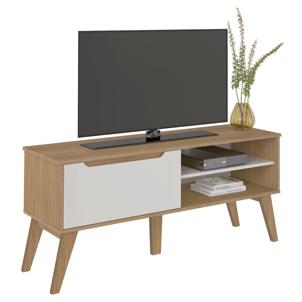Rack 1 Porta para TV 60 Polegadas Nobres Carvalho Off White