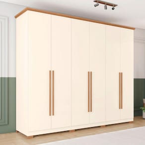 Guarda-Roupa Casal Leblon 6 Portas 6 Gavetas Nature/Off White - Henn