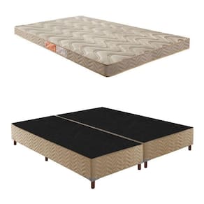 Box Queen Florença 42x158x198cmcom Colchão Queen Unique D33 Duoface 16x158x198cm Rustico Bege