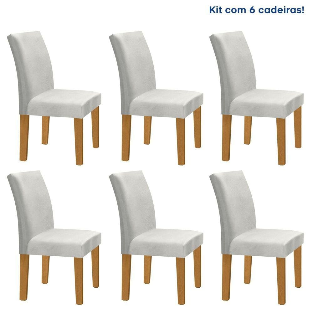 Kit 6 Cadeiras Estofadas Espanha Espresso Móveis Cinamomo/Off White/Gelo