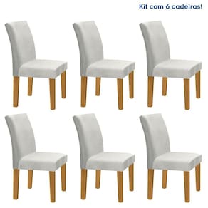 Kit 6 Cadeiras Estofadas Espanha Espresso Móveis Cinamomo/Off White/Gelo