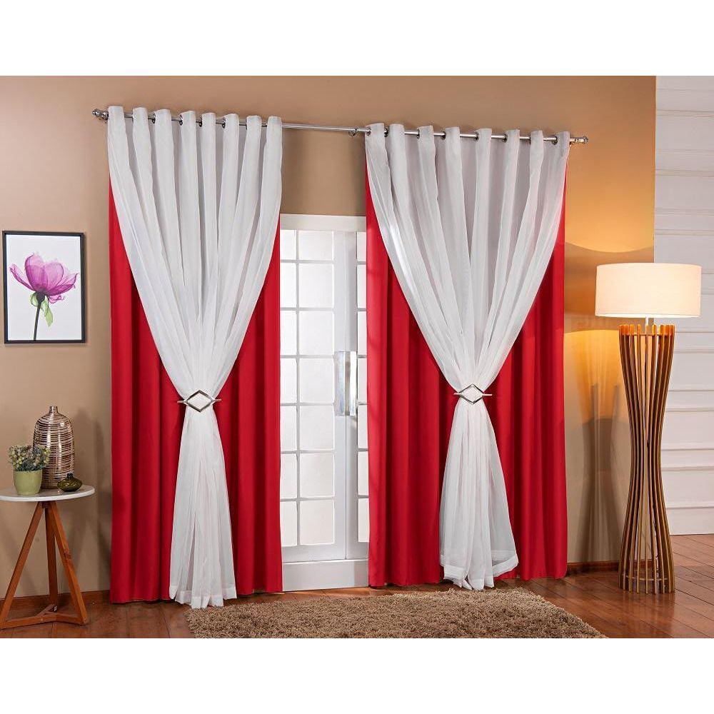 Cortina Voil Com Forro Blackout Tecido 2,80X1,80 Sala Quarto
