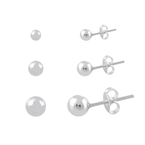 Brinco Bola De Prata 925 Kit Com 3 Pares Pra 3 Furos