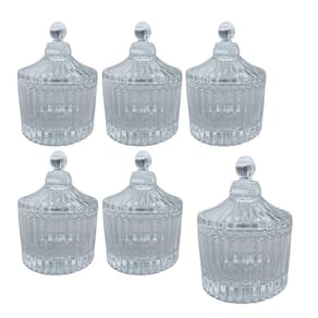 Kit 6 Mini Potiche Pote Bomboniere Baleiro De Vidro Velas