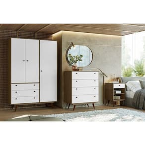 Conjunto Quarto Retro Plus Adulto - Rustik/Branco