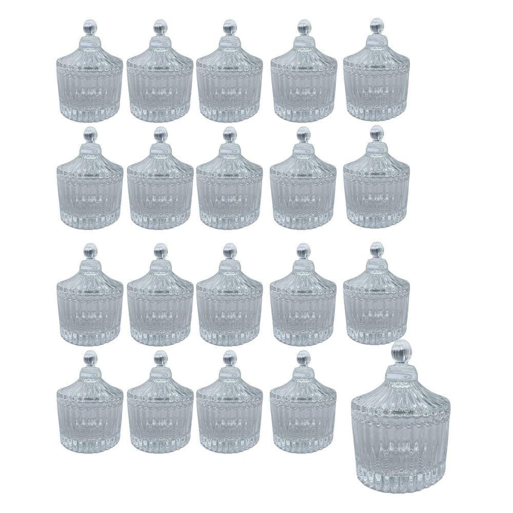 Kit 20 Mini Potiche Pote Bomboniere Baleiro De Vidro Velas