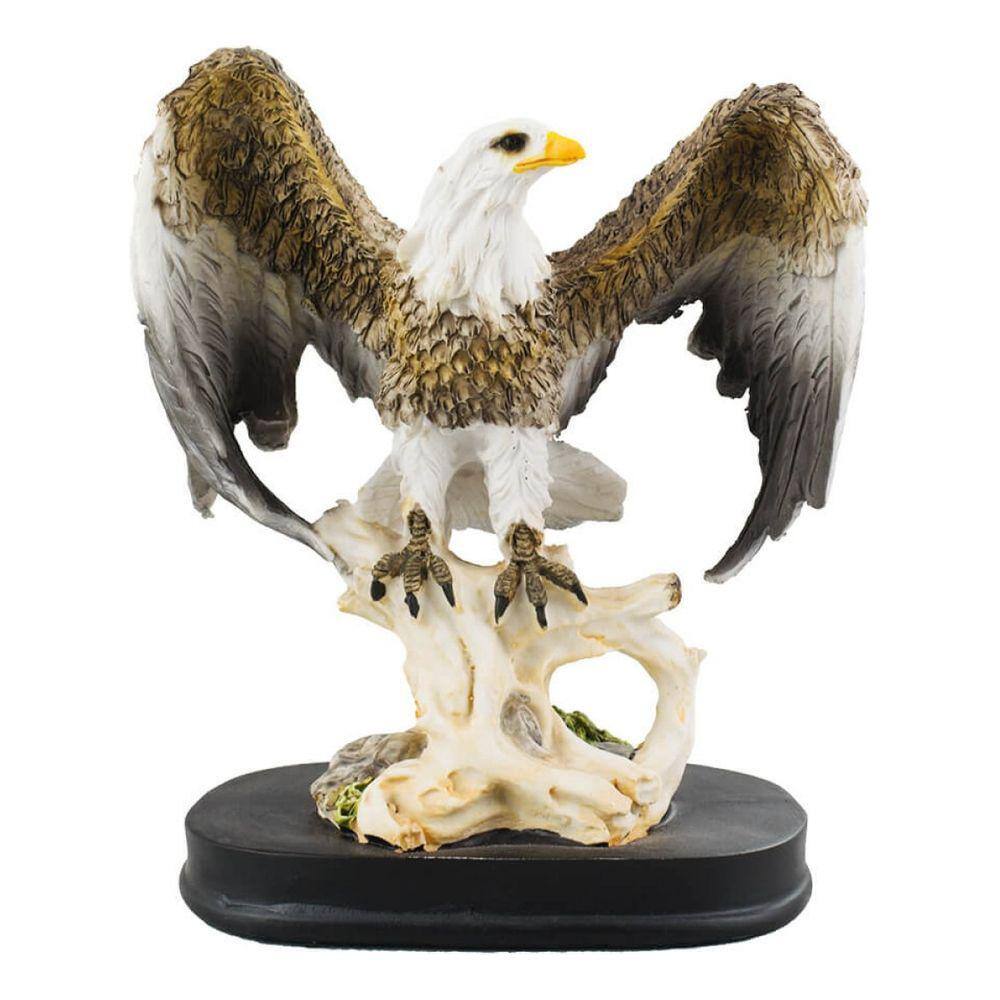 Enfeite Águia Decorativa Resina Dourada Ou Colorida - 17cm