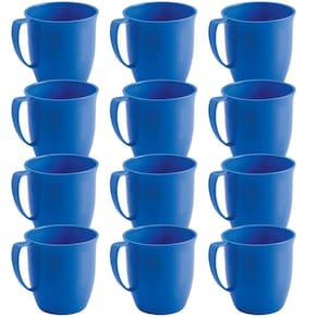 Caneca Infantil de plástico com alça 300ml azul 12 unidades Plasutil ref.2207