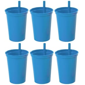 Copo infantil com canudo fixo 300ml Plasutil 6 azul unidades ref. 2581