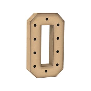 Número 0 Letra Caixa Grande Mdf 80Cm Altura Furo Iluminação