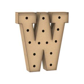 Letra Caixa Grande W Mdf 100Cm Altura Furo Lampad Iluminação