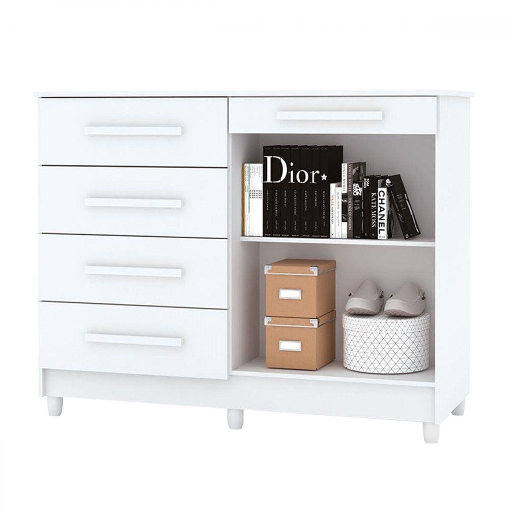 Cômoda Jasper 2 Portas 5 Gavetas Branco - Panorama | Casas Bahia