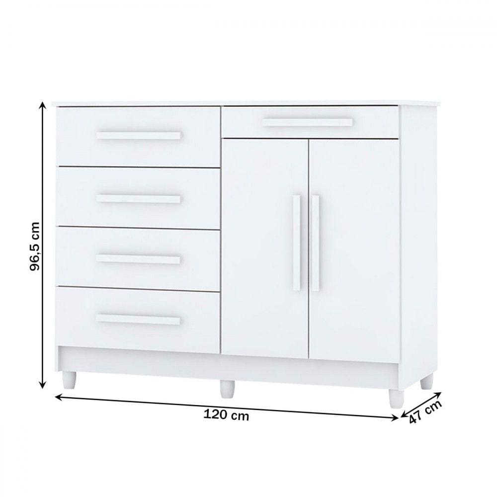 Cômoda Jasper 2 Portas 5 Gavetas Branco - Panorama | Casas Bahia